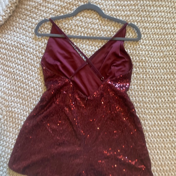 Lunik from Lulus Wine Red Sequin Romper. - Picture 3 of 9